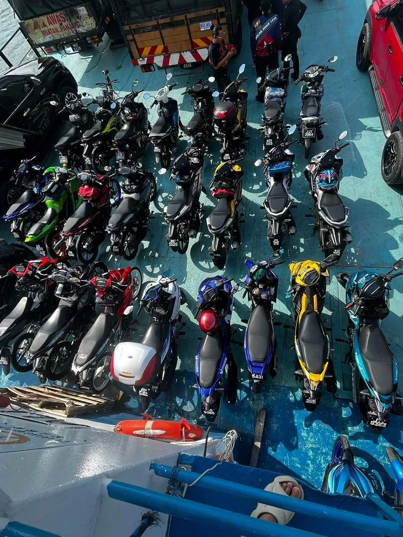 Vehicles on the ferry deck